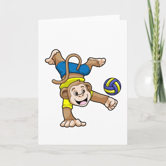 Monkey vid sport med Volleyball Kort (Framsida)