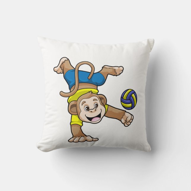 Monkey vid sport med Volleyball Kudde (Framsida)