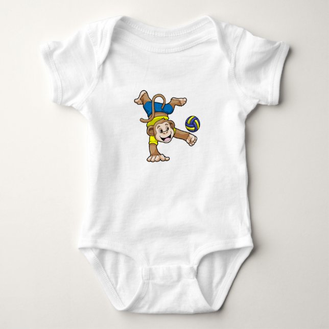 Monkey vid sport med Volleyball T Shirt (Framsida)