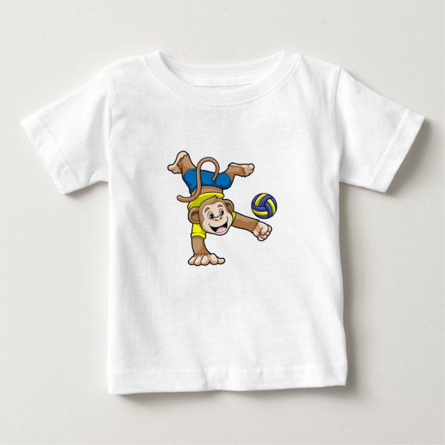 Monkey vid sport med Volleyball T Shirt (Framsida)