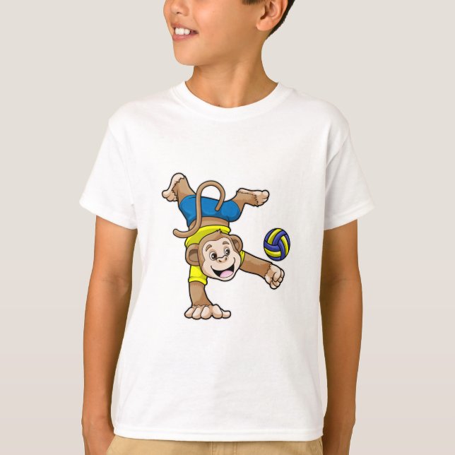 Monkey vid sport med Volleyball T Shirt (Framsida)