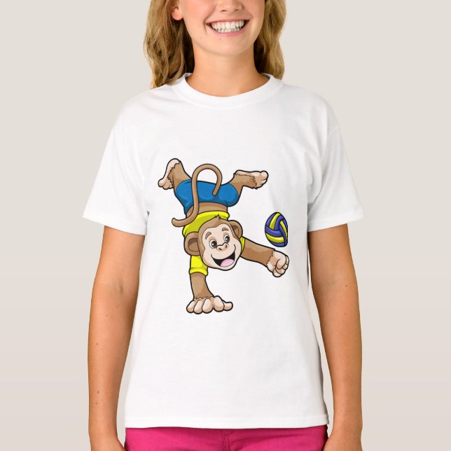 Monkey vid sport med Volleyball T Shirt (Framsida)