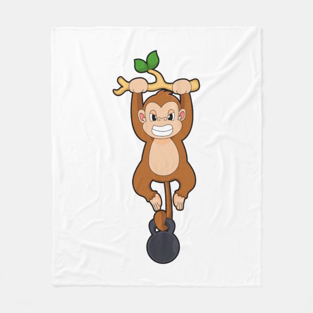 Monkey vid styrkeutbildning med Dumbbell Fleecefilt (Framsidan)