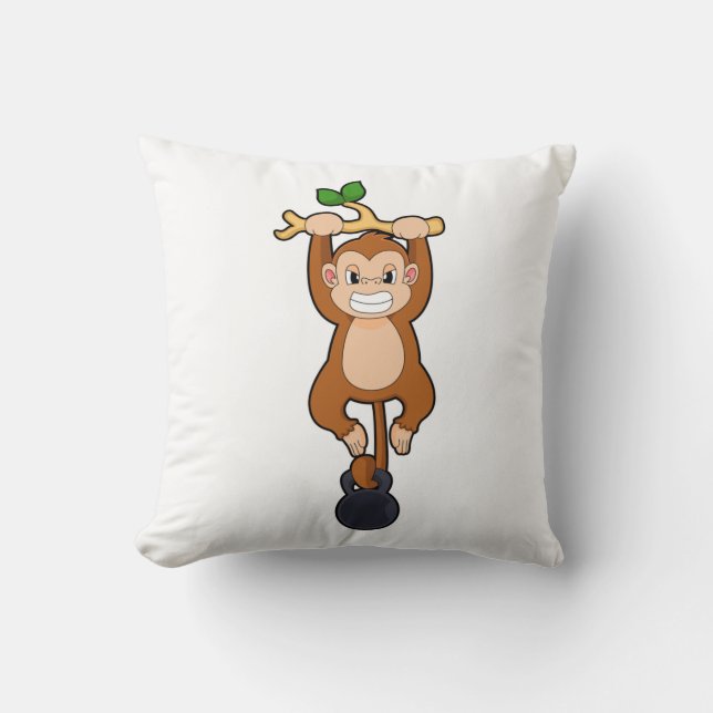 Monkey vid styrkeutbildning med Dumbbell Kudde (Framsida)