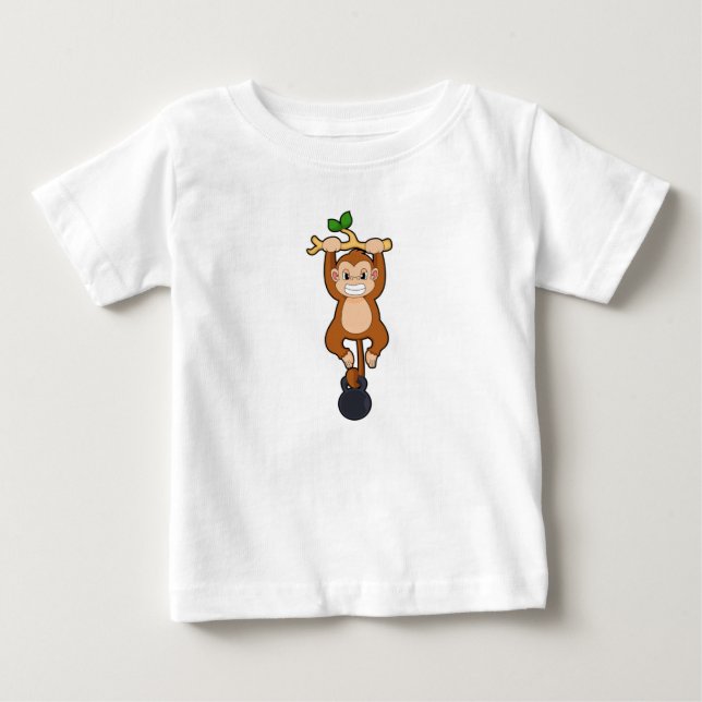 Monkey vid styrkeutbildning med Dumbbell T Shirt (Framsida)