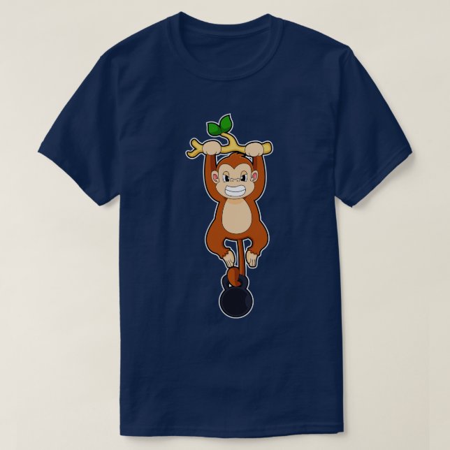 Monkey vid styrkeutbildning med Dumbbell T Shirt (Design framsida)