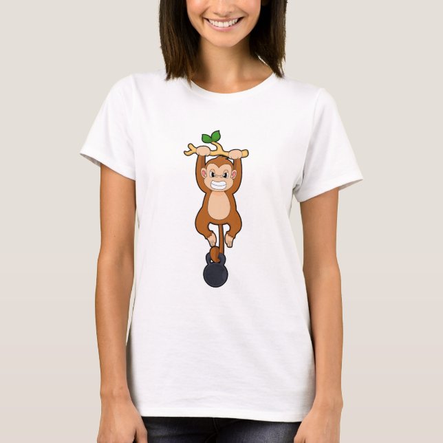 Monkey vid styrkeutbildning med Dumbbell T Shirt (Framsida)