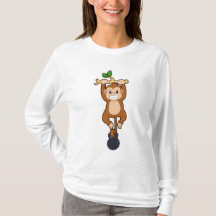 Monkey vid styrkeutbildning med Dumbbell T Shirt
