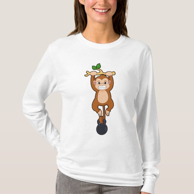Monkey vid styrkeutbildning med Dumbbell T Shirt (Framsida)