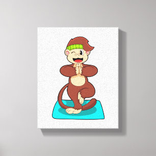 Monkey vid Yoga i stående ställning Canvastryck