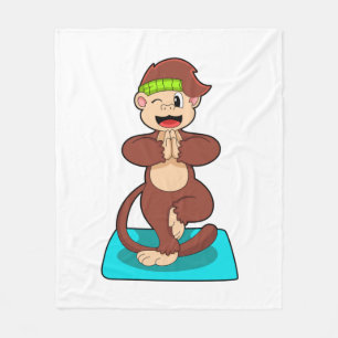 Monkey vid Yoga i stående ställning Fleecefilt