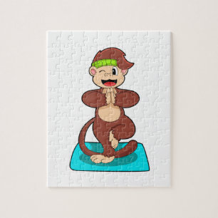 Monkey vid Yoga i stående ställning Pussel