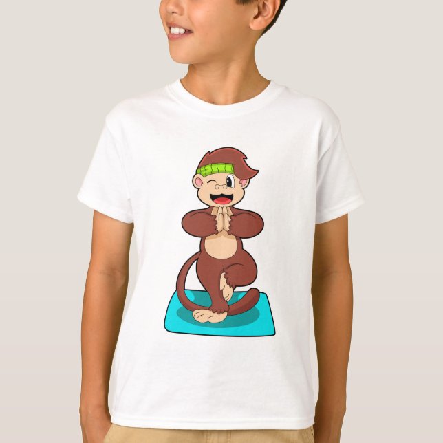 Monkey vid Yoga i stående ställning T Shirt (Framsida)