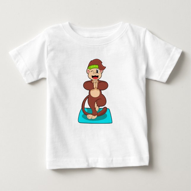 Monkey vid Yoga i stående ställning T Shirt (Framsida)
