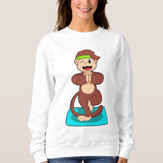 Monkey vid Yoga i stående ställning T Shirt (Framsida)