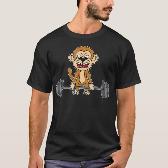 Monkey Vightlyftande powerlyftande dödlyftare T Shirt (Framsida)