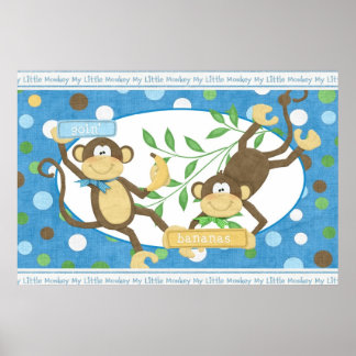 Monkey Wall Mural Poster Baby Nursery Kids Room