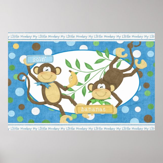 Monkey Wall Mural Poster Baby Nursery Kids Room (Framsidan)