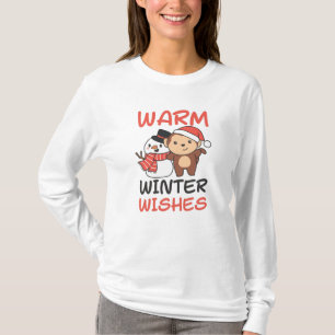 Monkey Warm Winter Önskemål Snögubbe T Shirt