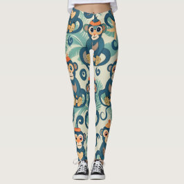 Monkey Watercolor Anpassningsbar Mönster Leggings