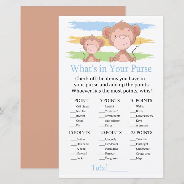 Monkey What's in your purse match (Fram/baksida)