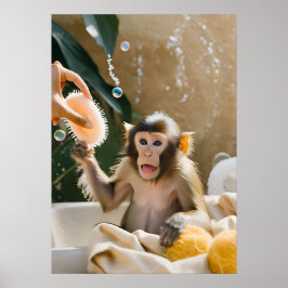Monkey Whimsical Art Poster Gift för henne