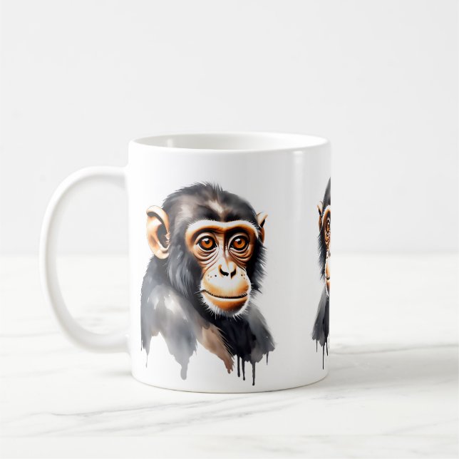 Monkey Wildlife & Nature Vatten Färg Set Kaffemugg (Vänster)