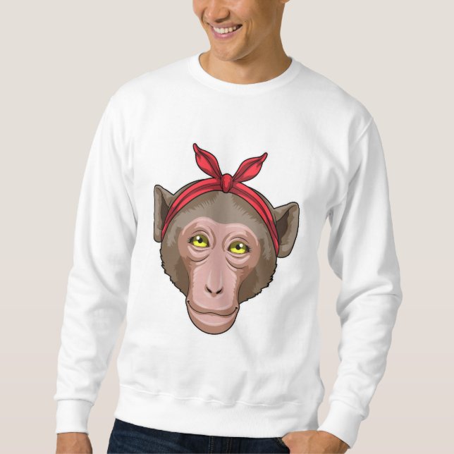 Monkey with Bandana Lång Ärmad Tröja (Framsida)