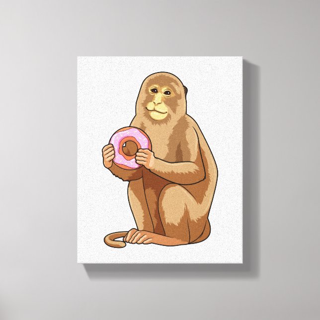 Monkey with Donut Canvastryck (Framsida)