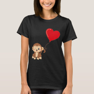 Monkey with Heart Balloon Valentines day Kärlek Bo T Shirt