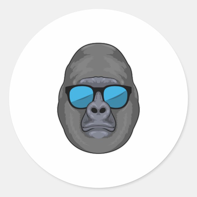 Monkey with Sunglasses Runt Klistermärke (Framsida)