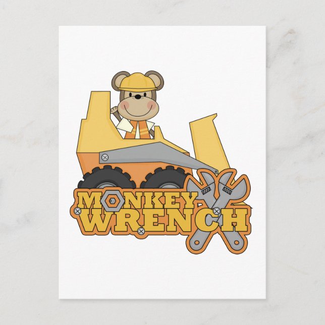 Monkey Wrench Bulldozer T-shirts och Gifts Vykort (Framsida)