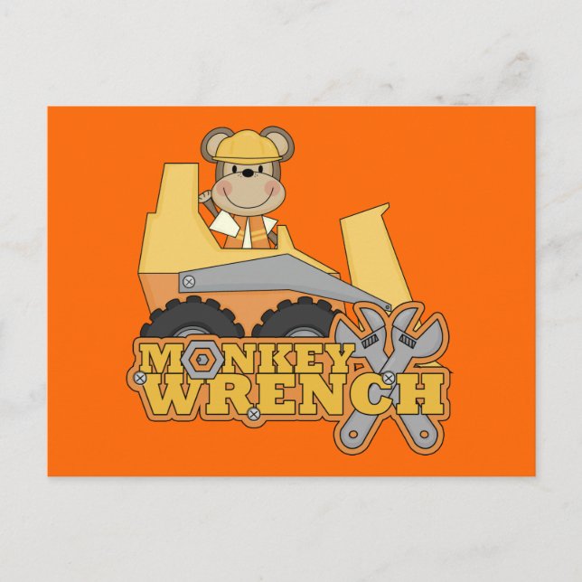 Monkey Wrench Bulldozer T-shirts och Gifts Vykort (Framsida)