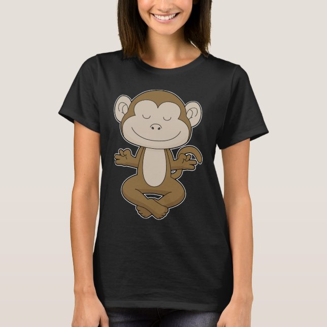 Monkey Yoga Meditation T Shirt (Framsida)