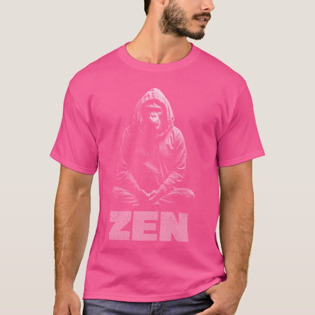 Monkey. Zen-läge på. T Shirt (Framsida)