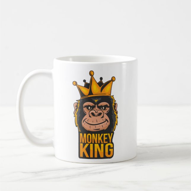 MonkeyKing Modern Cool Typografi Namn Foto Mugg (Vänster)