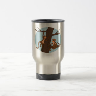Monkeys climbing the tree cartoon travel mug resemugg