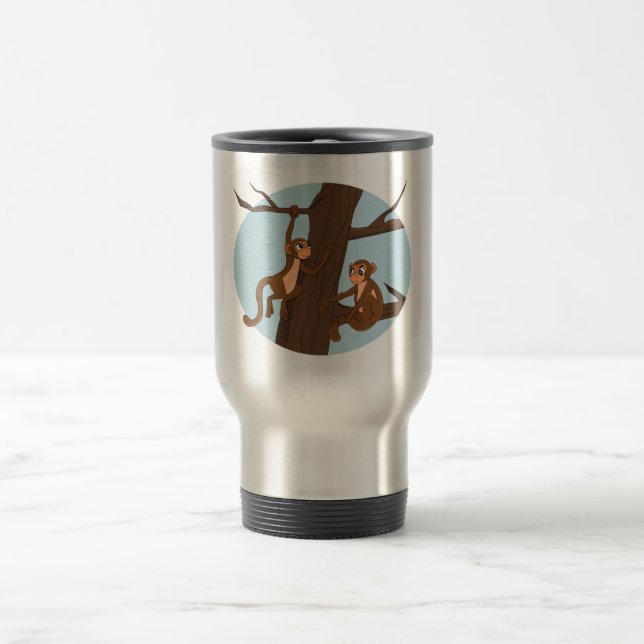 Monkeys climbing the tree cartoon travel mug resemugg (Center)