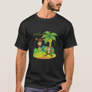 MONKEYS IN TRÄD Jungle Animals Cute Birthday Gift T Shirt