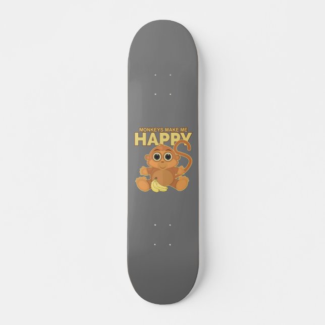 Monkeys Make Me Happy Mini Skateboard Bräda 18,5 Cm (Framsida)