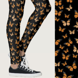Monkingfjärilar Svart Whimsical Mönstrad Leggings