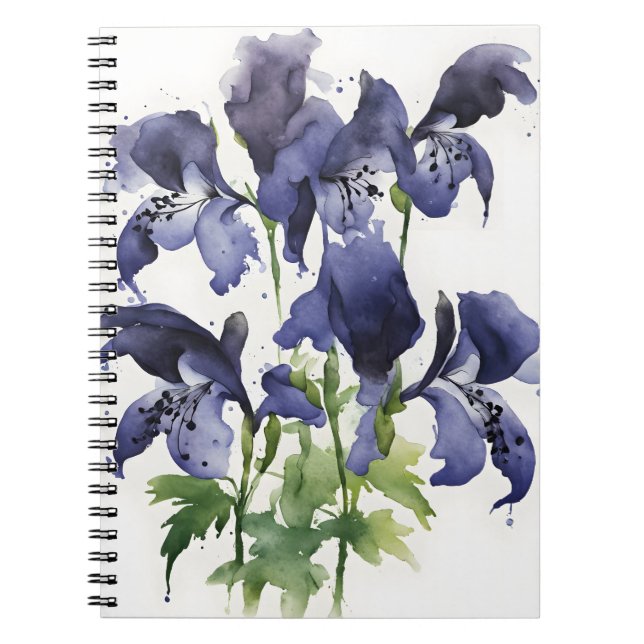 Monkshood - Watercolor flowers Anteckningsbok (Framsidan)
