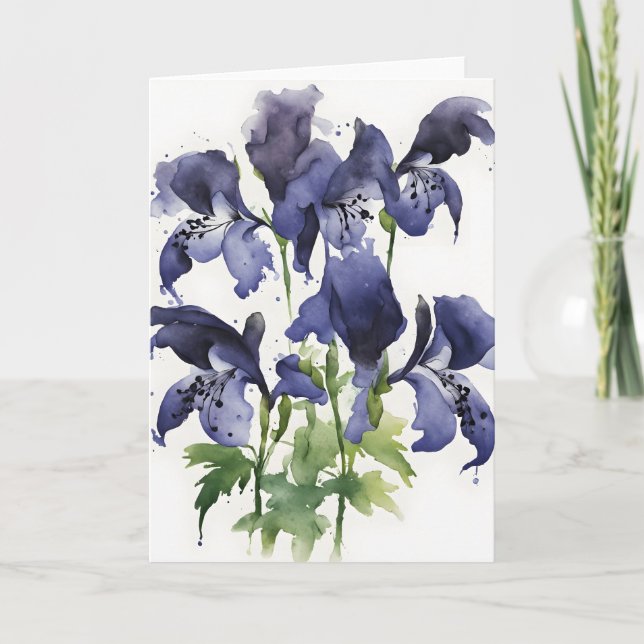 Monkshood - Watercolor flowers Kort (Framsida)