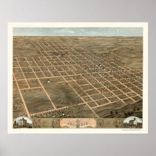 Monmouth panorama- karta för IL - 1869 Poster
