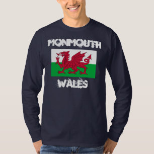 Monmouth, Wales med Welsh flagga T Shirt