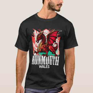 Monmouth Wales Welsh Flagga Y Ddraig Goch Dragon T Shirt