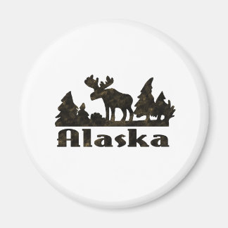 Mono Färgad Alaska Moose Scene Magnet
