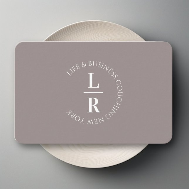 Mono gram, minimalistiskt grått eggplant Business Visitkort (Monogram, minimalistic gray eggplant  Business Card)