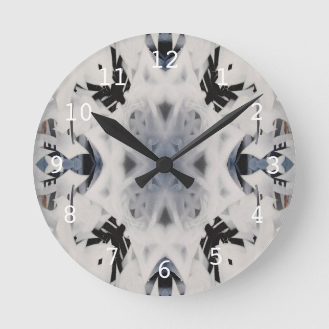 Mono kaleidoscope graffiti mönster rund klocka (Framsida)