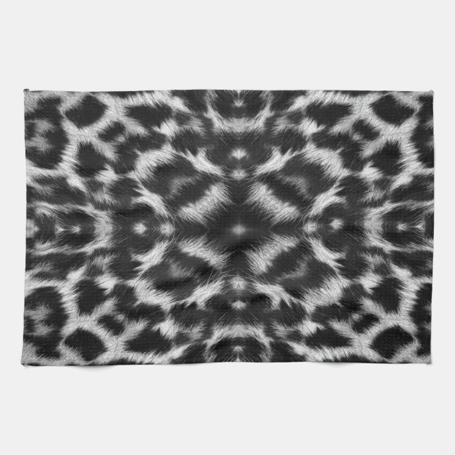 Mono kaleidoscope leopard päls mönster kökshandduk (Horisontell)